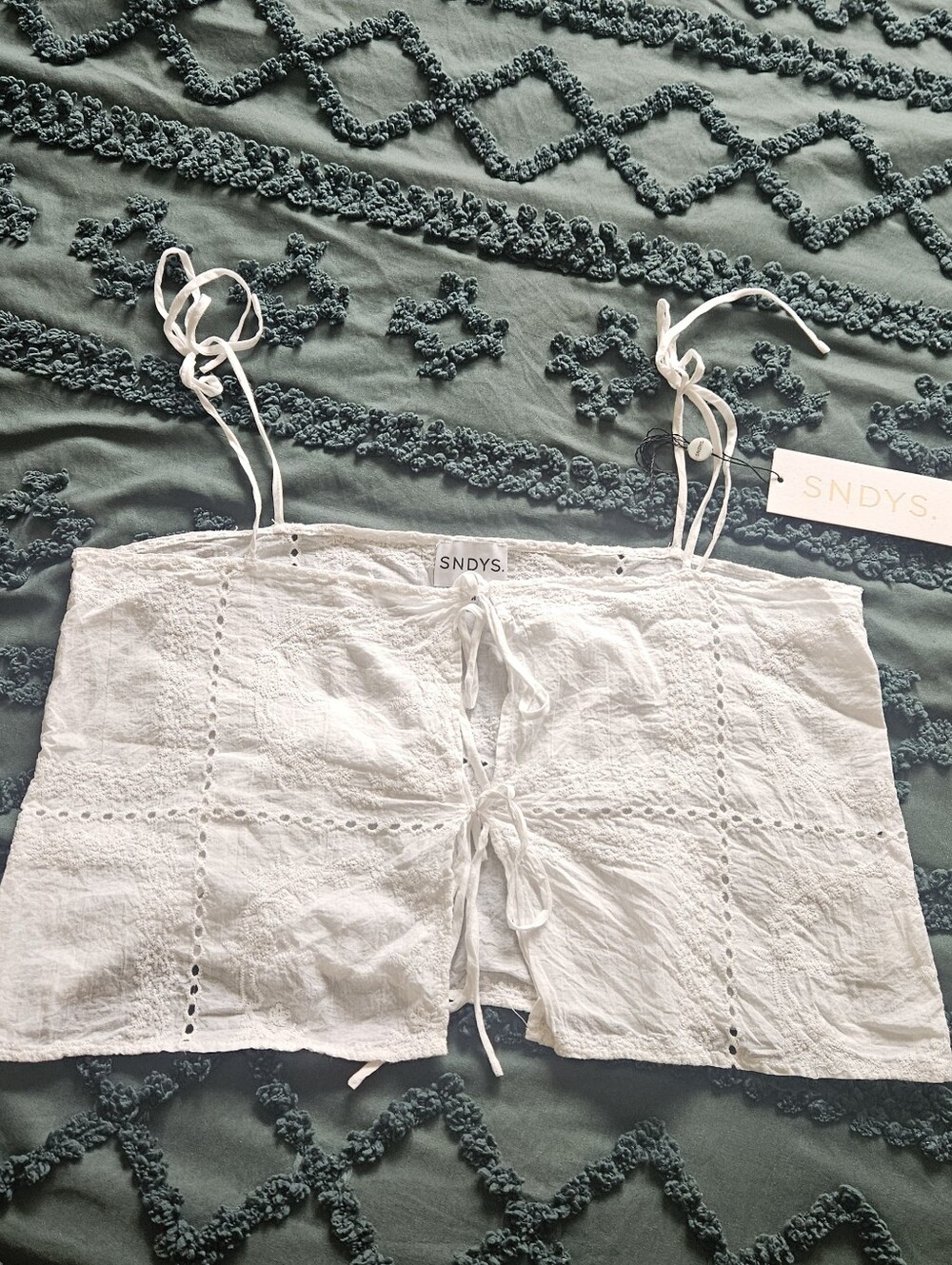 SNDYS White Lace-Up Cropped Tank